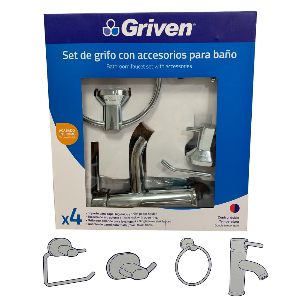 SET DE GRIFOS CON ACCESORIOS PARA BAÑO GRIVEN GV-SH60800
