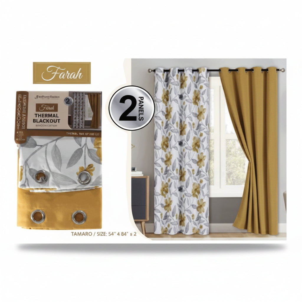 SET DE CORTINAS PARA SALA 2 PCS ESTAMPADAS BA-4346