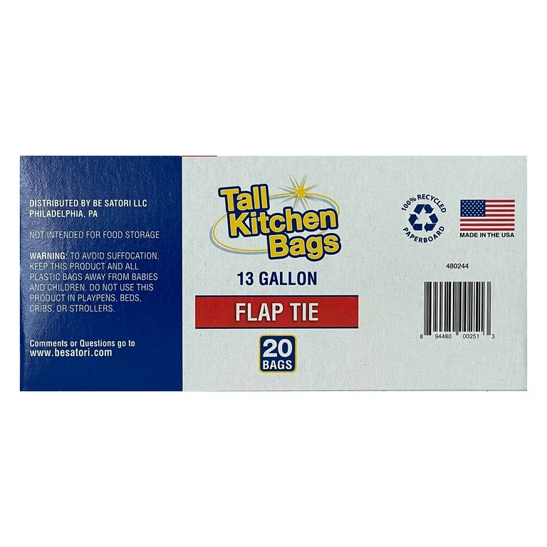 CAJA CON 20 BOLSAS GRANDES PARA BASURA TALL KITCHEN BAGS 480244