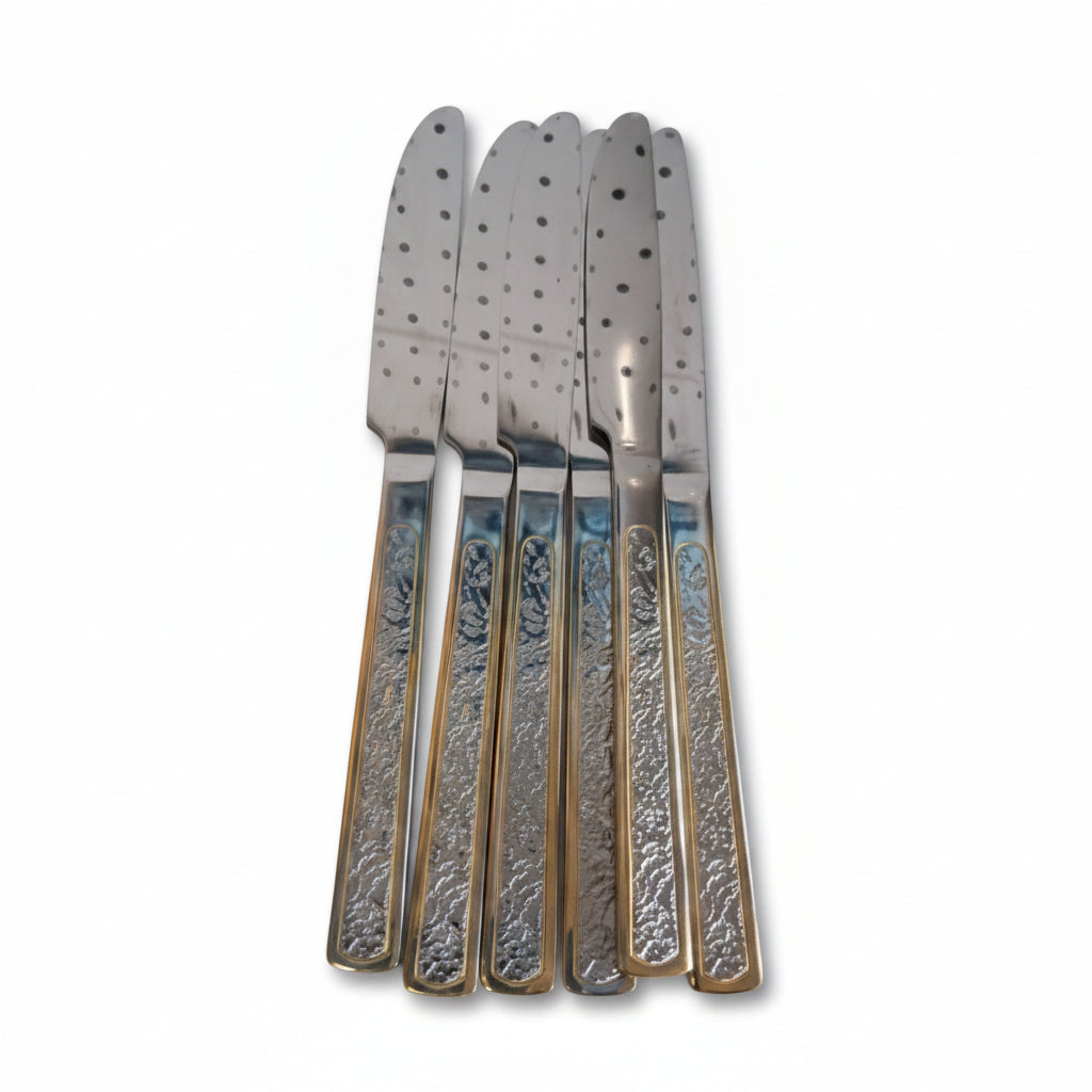 SET DE CUCHILLOS CON DETALLE EN PLATA 6 PIEZAS