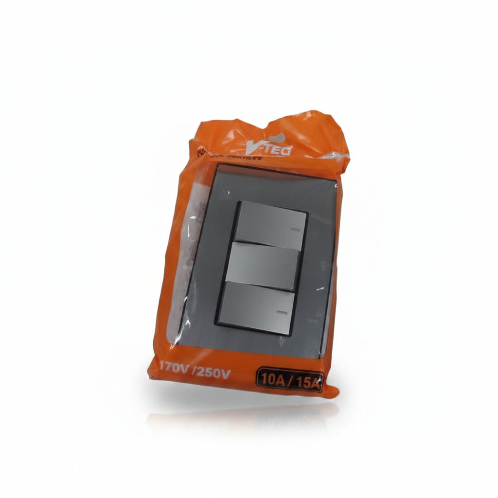 APAGADOR TRIPLE METAL 110V/250V V-TEG VT-2313
