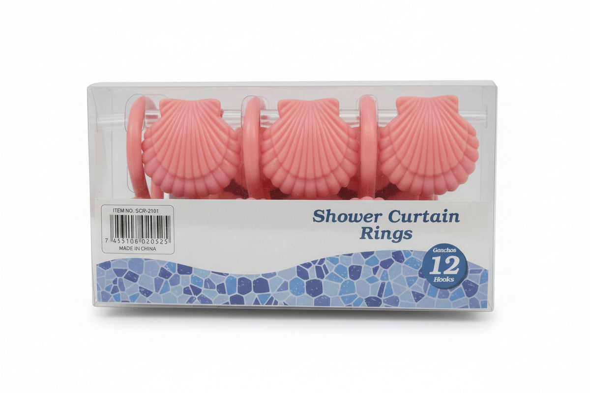 SET DE GANCHOS 12 PCS PARA CORTINA DE BAÑO SCR-2101