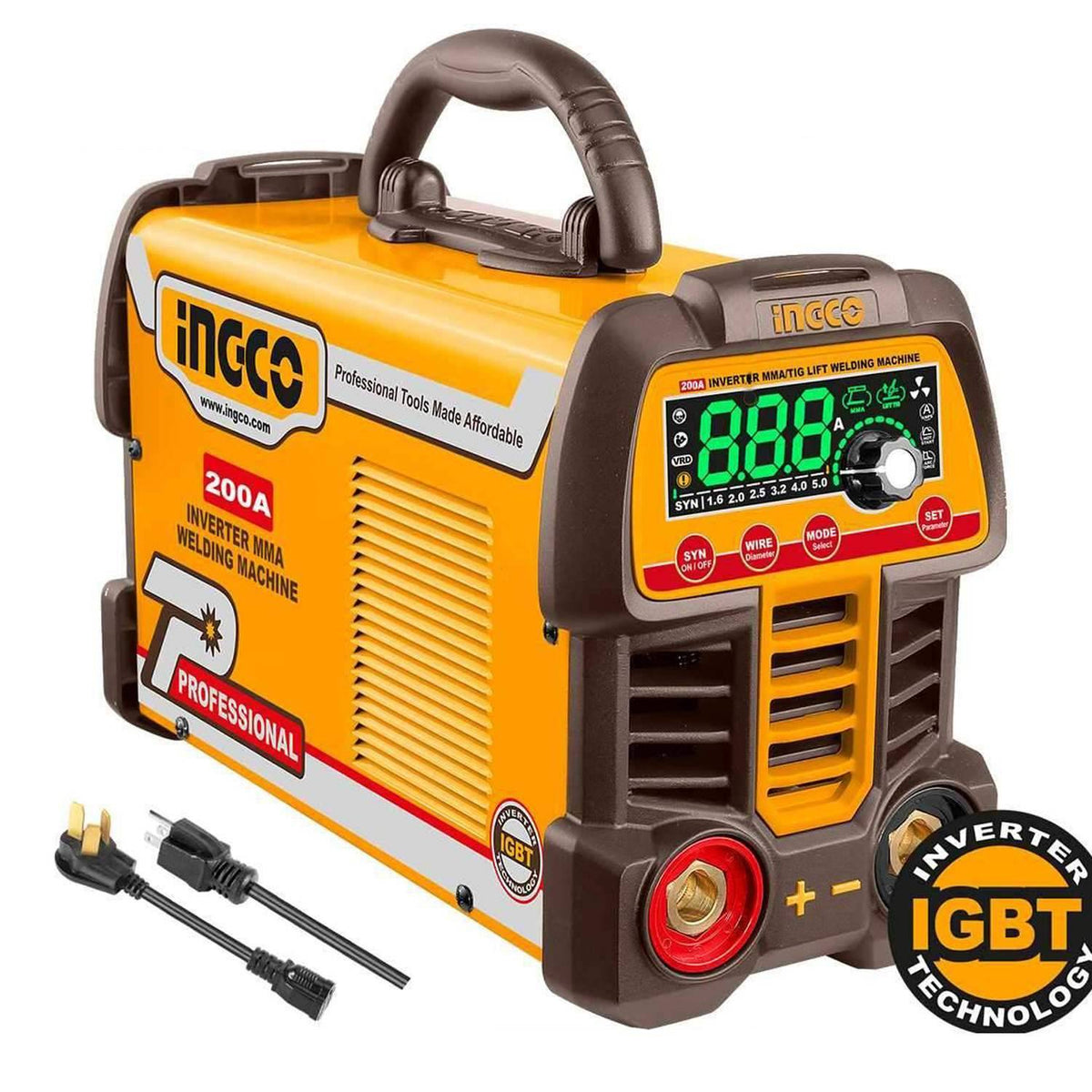 SOLDADOR ELECTRICO INVERSOR 200A 110V/220V PORTATIL PROFESIONAL INGCO ING-UMMA200691