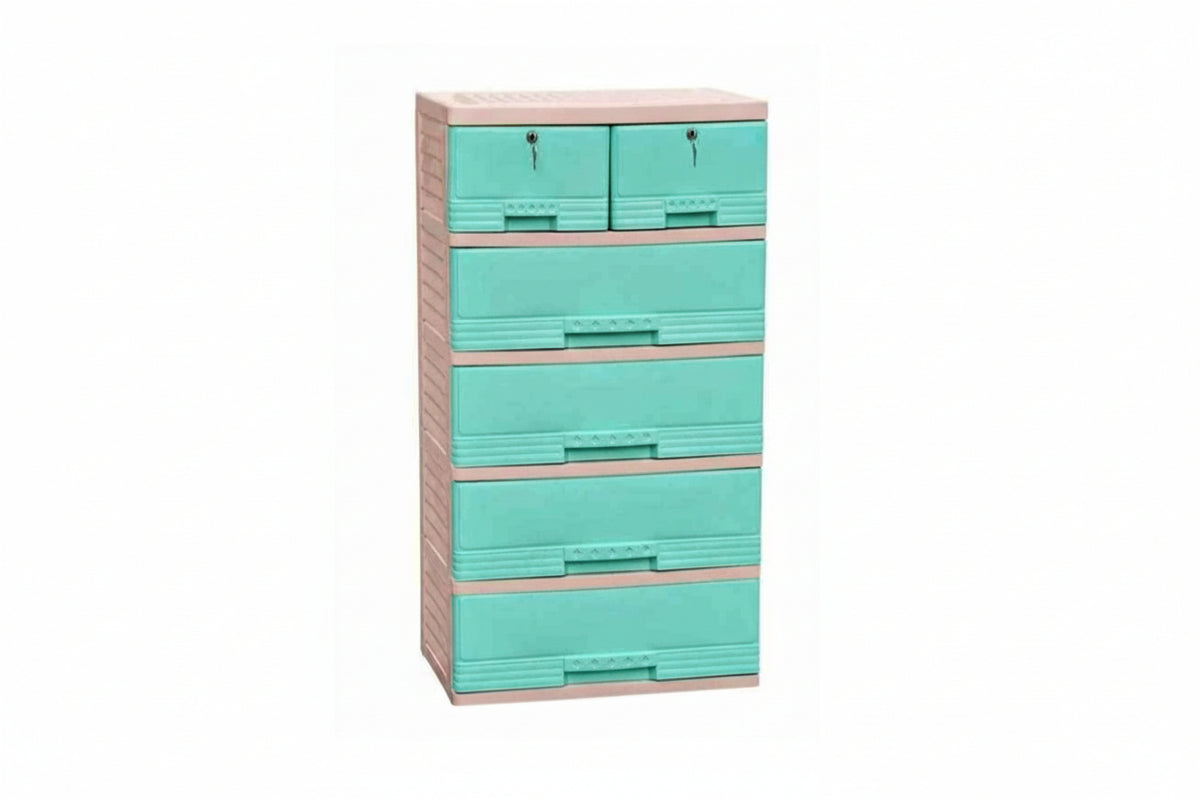 GAVETERO KING 6 GAVETAS MARCO CREMA VERDE MEGA PLAST 1820