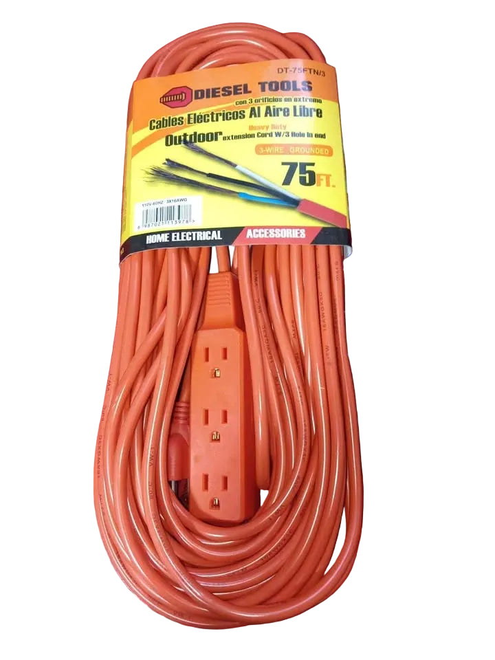 EXTENSION ELECTRICA CON REGLETA 22 MTS 75PIE DT-75FTN/3 DIESEL TOOLS