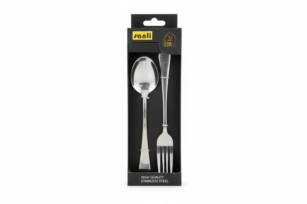 SET PLATEADO DE CUCHARA Y TENEDORES SANLI 12 PCS 4284