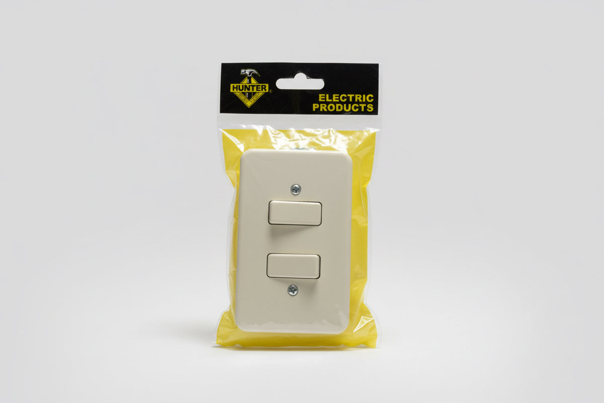 INTERRUPTOR DOBLE C/TAPA 10A-125V HUNTER EL-1297