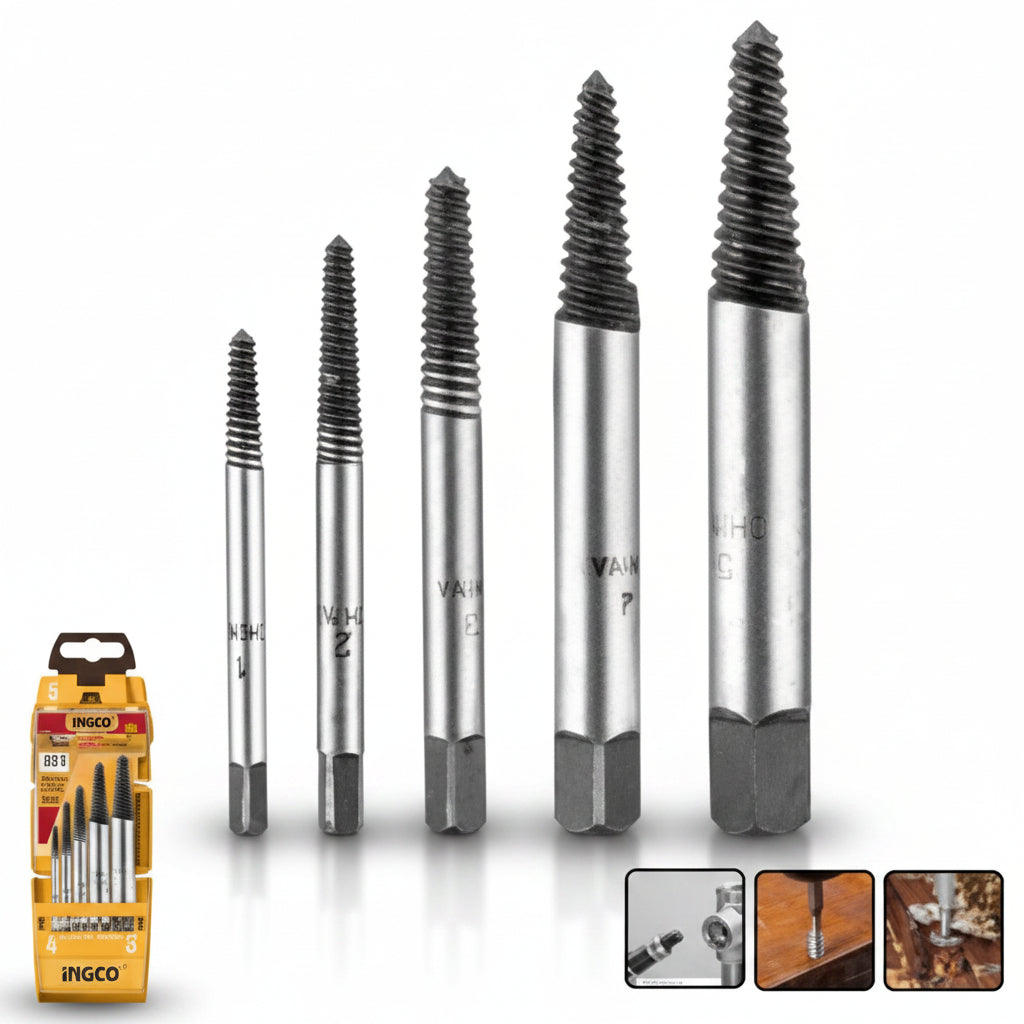 SET EXTRACTOR TORNILLOS/PERNOS CR-V 3-6mm (#1) A 14-18mm (#5) INGCO ASE008 724149