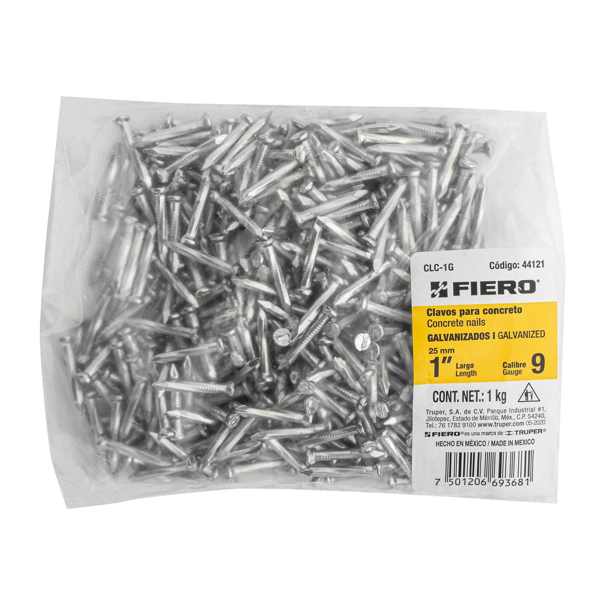 CLAVO GALVANIZADO 1 PLG 1KG FIERO 44121 BOLSA