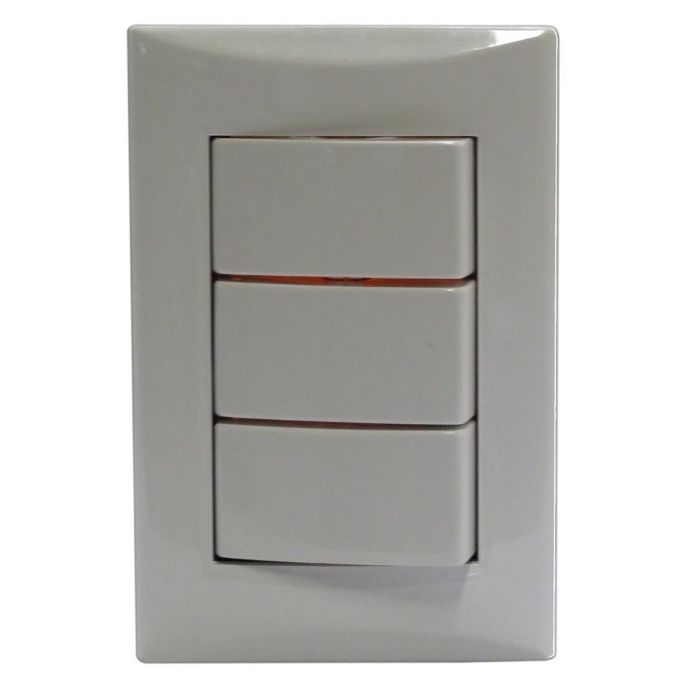 INTERRUPTOR DE PARED 3 INTERRUPTORES 1 VIA 127 AL 250V HUNTER EL-2081