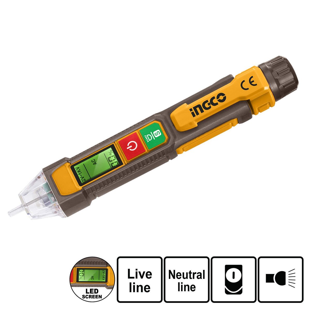PROBADOR CON SENSOR VOLTAJE 12-1000V VOLTIOS AC INGCO VD210003 779976