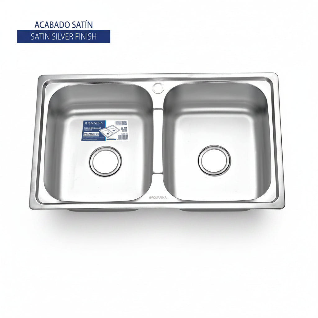 LAVATRASTO 2 POSETAS 80X47CM SATIN AQUAFINA A-8047-SS