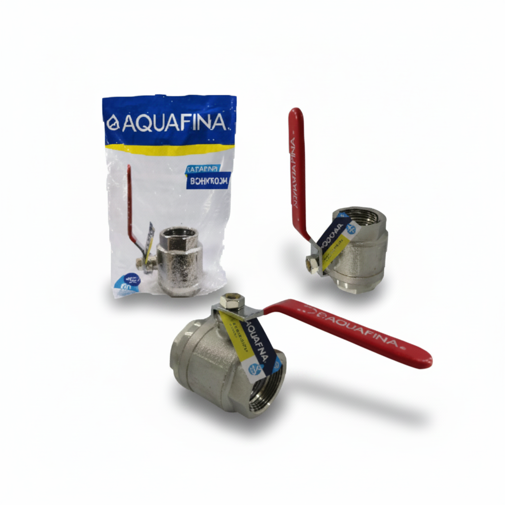 VALVULA DE BOLA NIQUELADO DE 2 1/2PLG PALANCA ROJA AQUAFINA A-B103C-21/2