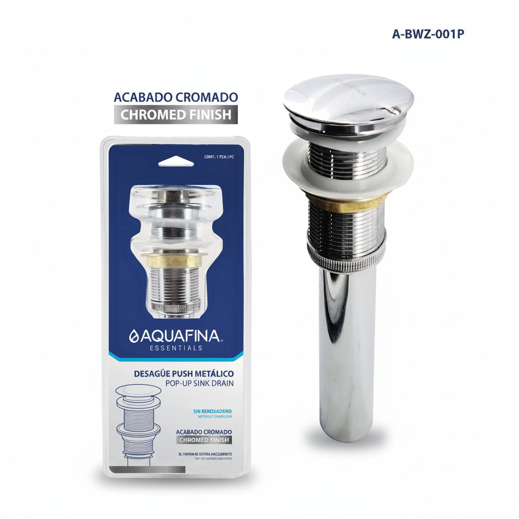 DESAGUE PUSH METALICO PARA LAVAMANOS AQUA FINA A-BWZ-001P