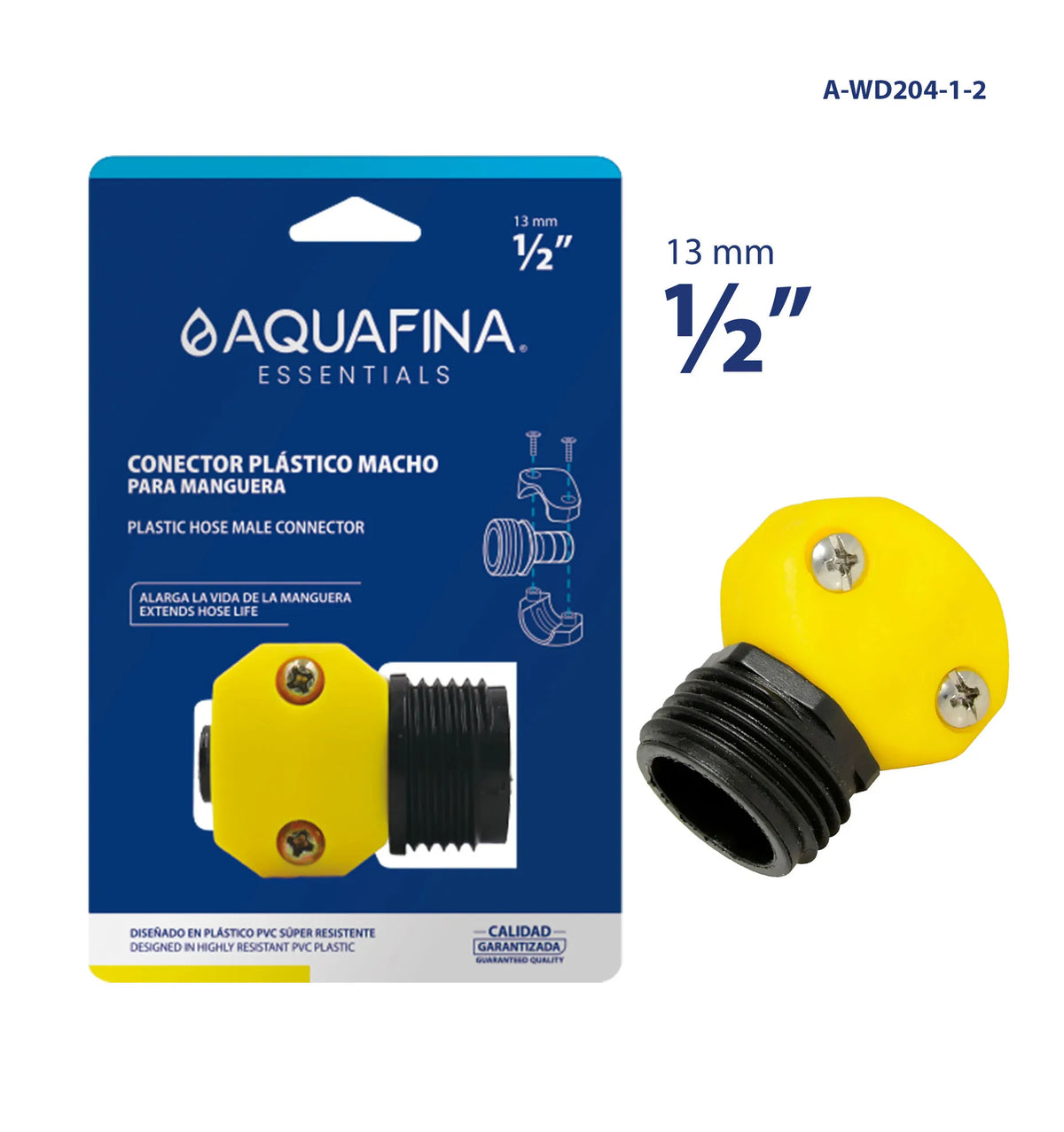 CONECTOR MACHO PLASTICO PARA MAGUERA 1/2PLG AQUAFINA A-WD204-1-2