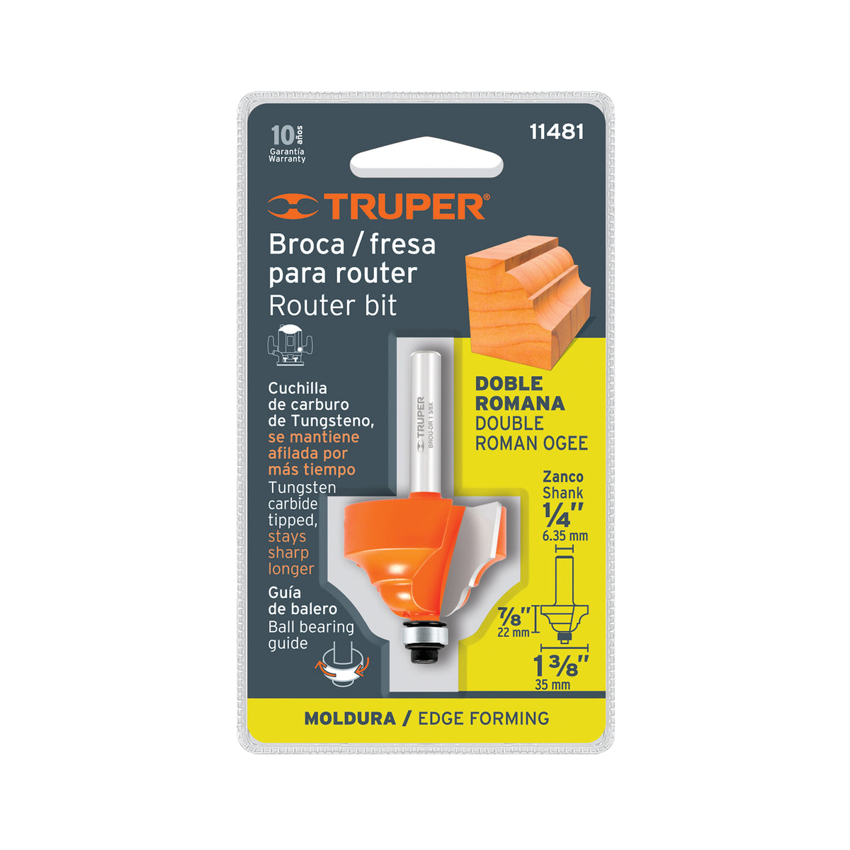 BROCA PARA ROUTER DOBLE ROMANA DE 1 3/8 PLG 11481 TRUPER