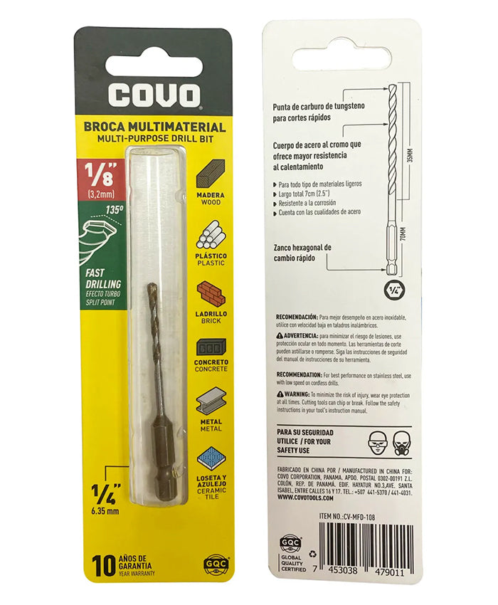 BROCA MULTIMATERIAL 1/8 PLG CV-MFD-108