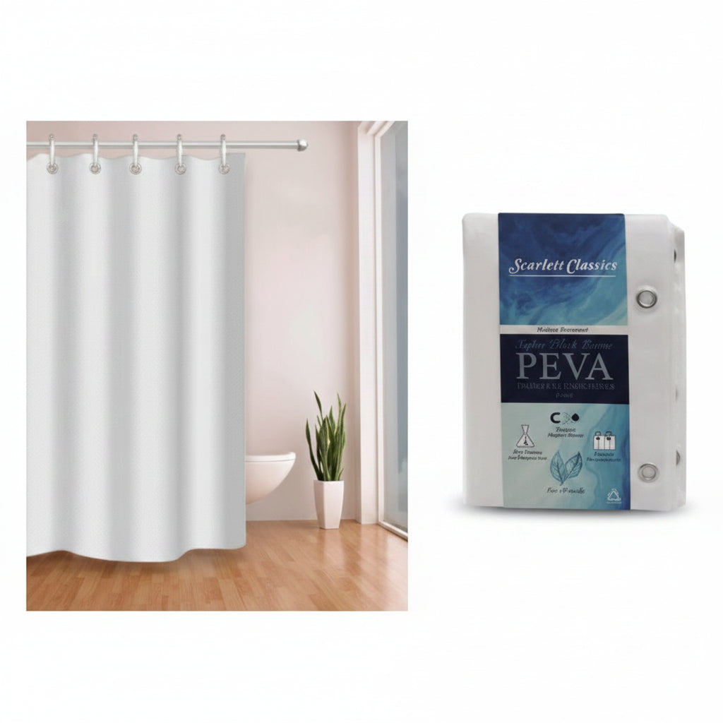 CORTINA PLASTICA PARA BAÑO BLANCA 70X72PLG SCR-8281
