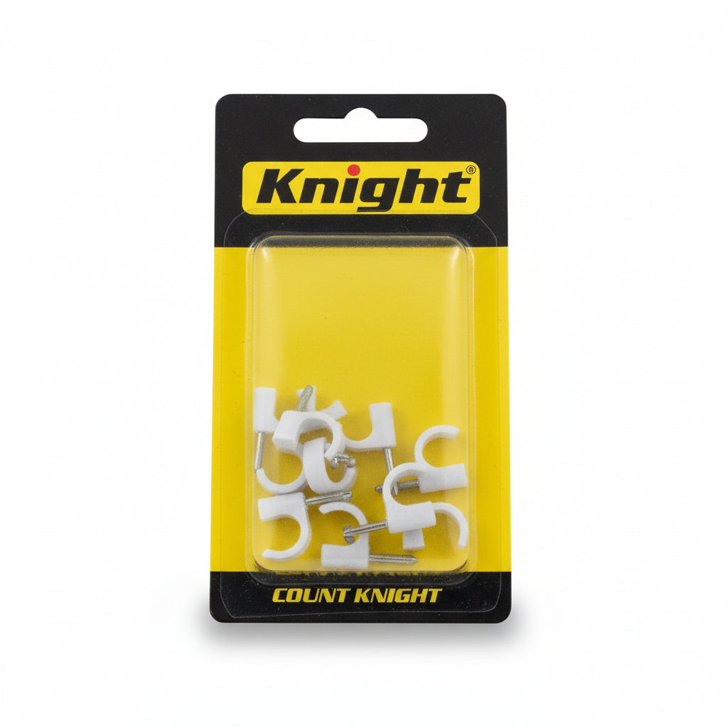 SET DE GRAPA PLASTICA P/CABLE REDONDO 9MM BLANCO KNIGHT