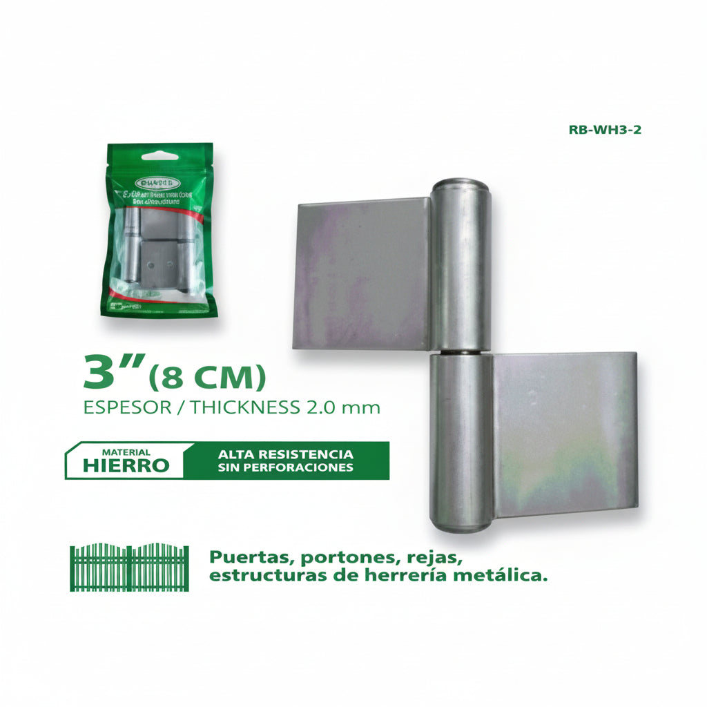 BISAGRA TUBULAR CON ALETA 3PLG 2MM RABBIT RB-WH3-2