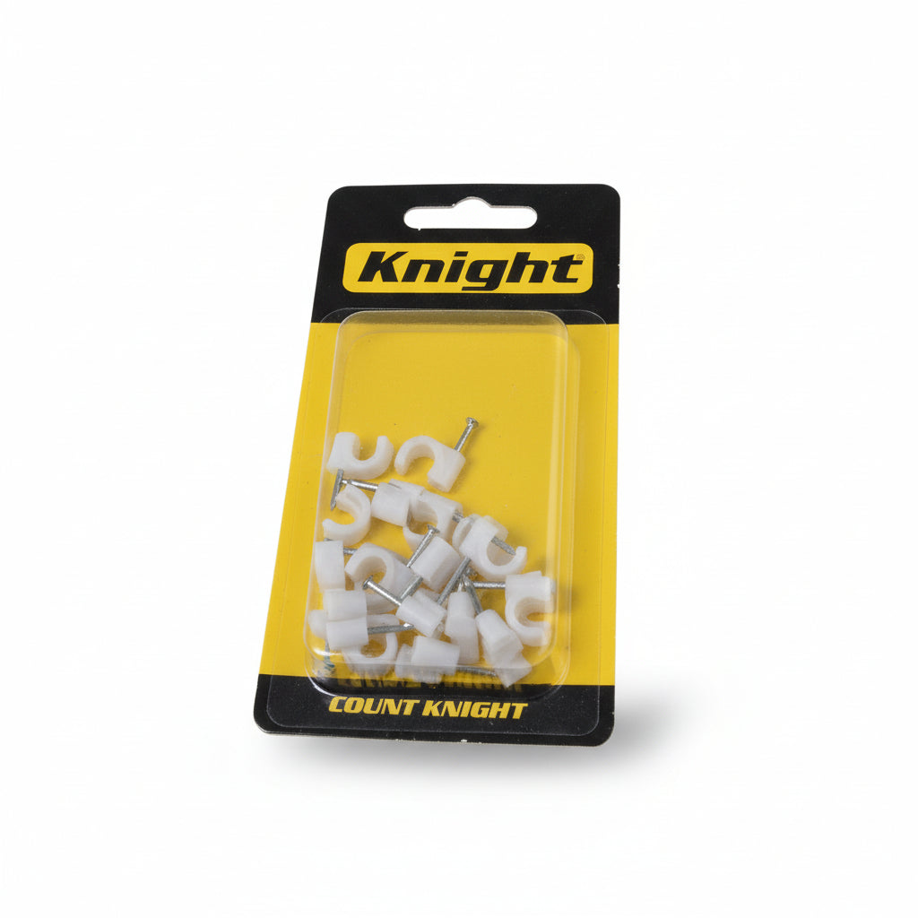 SET DE GRAPA PLASTICA P/CABLE REDONDO 6MM BLANCO KNIGHT