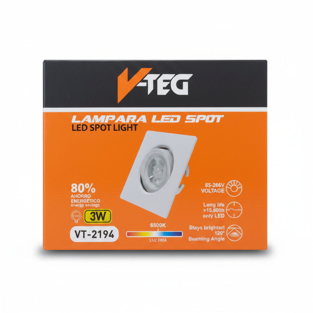 OJO DE BUEY LED 3W CUADRADO VT-2194 V-TEG