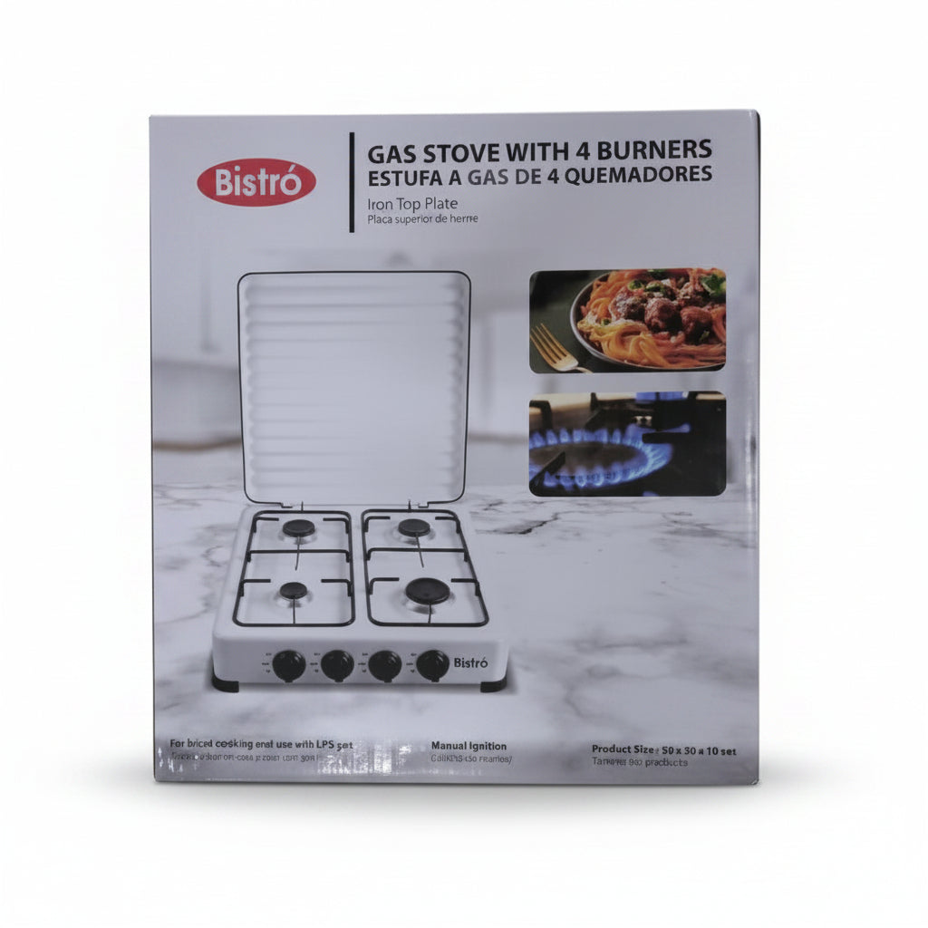 COCINA DE MESA A GAS 4 QUEMADORES BLANCA CON TAPADERA 963-2402110