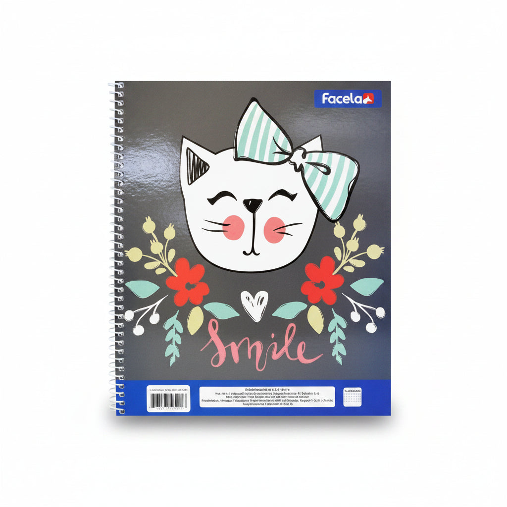 CUADERNO ESPIRAL CON DISEÑOS #3 FACELA RAYADO PT17018