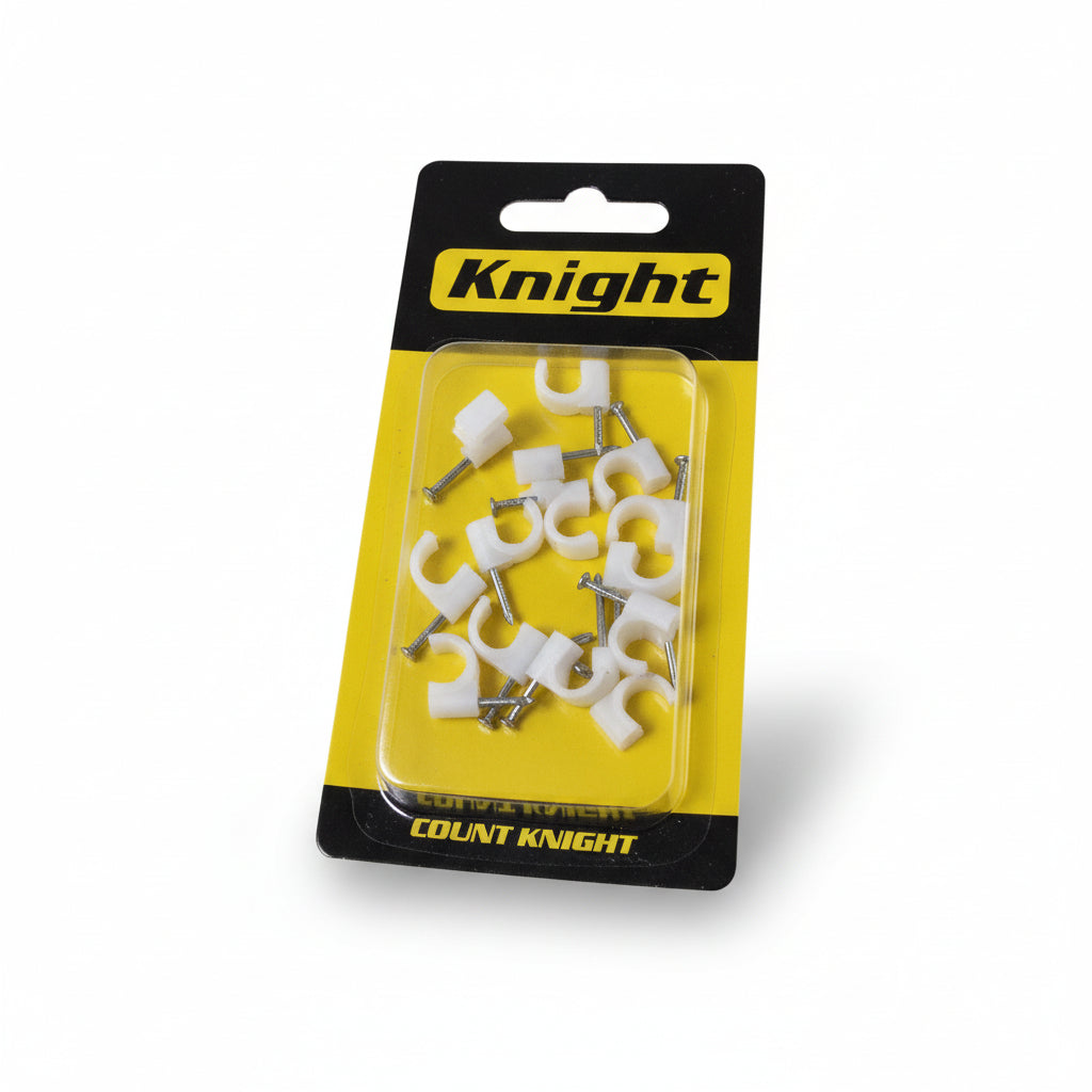 SET DE GRAPA PLASTICA P/CABLE REDONDO 7MM BLANCA KNIGHT