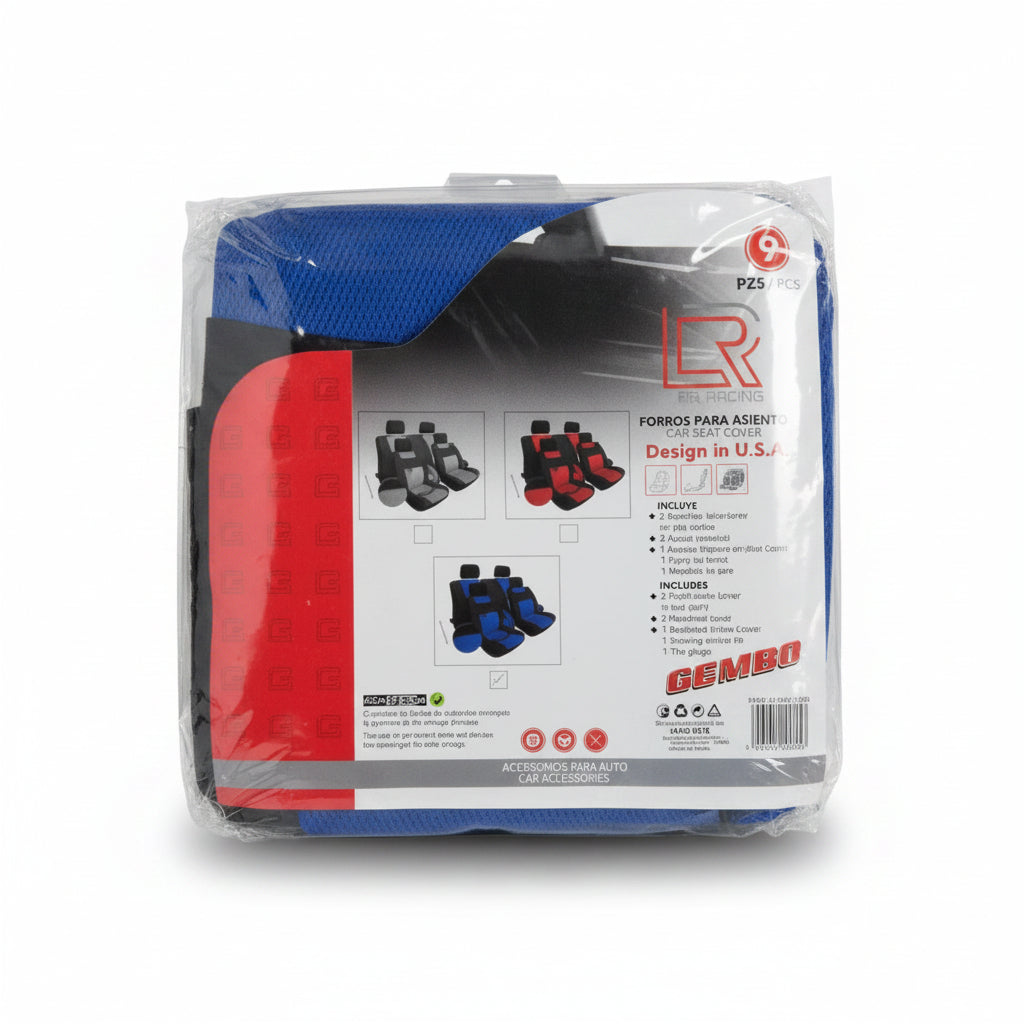 SET DE FORROS PARA ASIENTO DE AUTO NEGRO/AZUL LAFA RACING 16-6107-AZ-COMB
