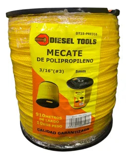 METRO MECATE DE POLIPROPILENO #9 5/16PLG 375MTS DE LARGO DIESEL TOOLS DT15-PRE516