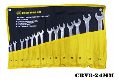 CARPETA CON 14 LLAVES DIESEL TOOLS CRV8-24MM