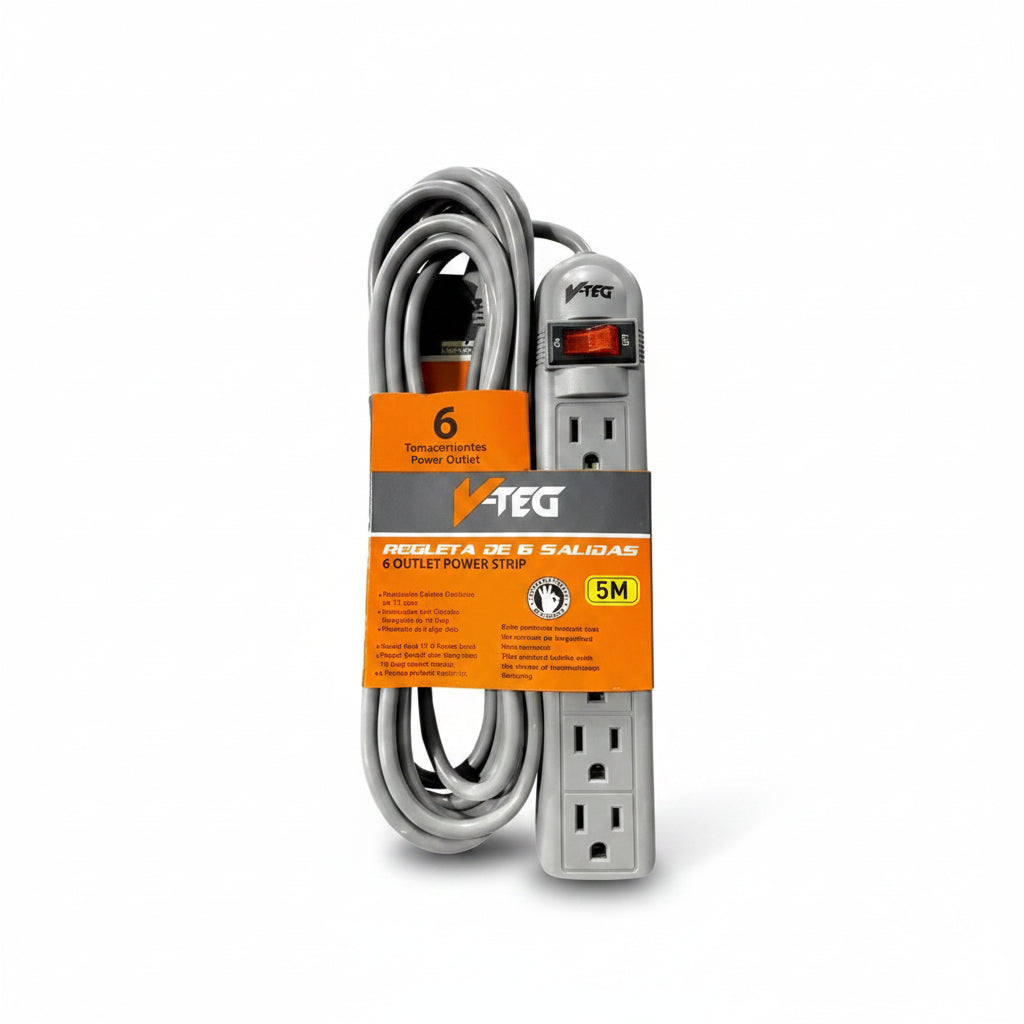 REGLETA DE 6 SALIDAS 5M V-TEG VT-883