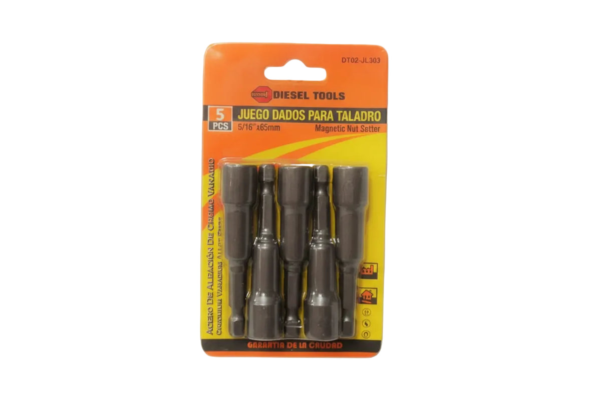 DADO MAGNETICOS HEXAGONALES 5PCS 5/16plg-65MM DIESEL TOOLS DT02-JL303