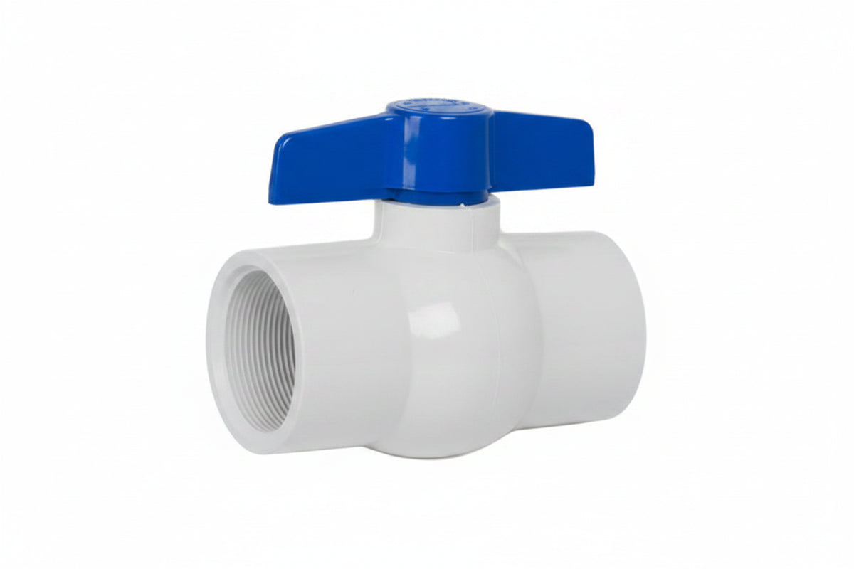 VALVULA DE BOLA PVC CON DOBLE ROSCA 3/4PLG