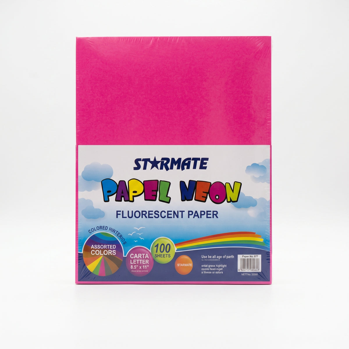 PAPEL BONDS DE COLORES STARMATE - NEON - MIX PAQUETE 100