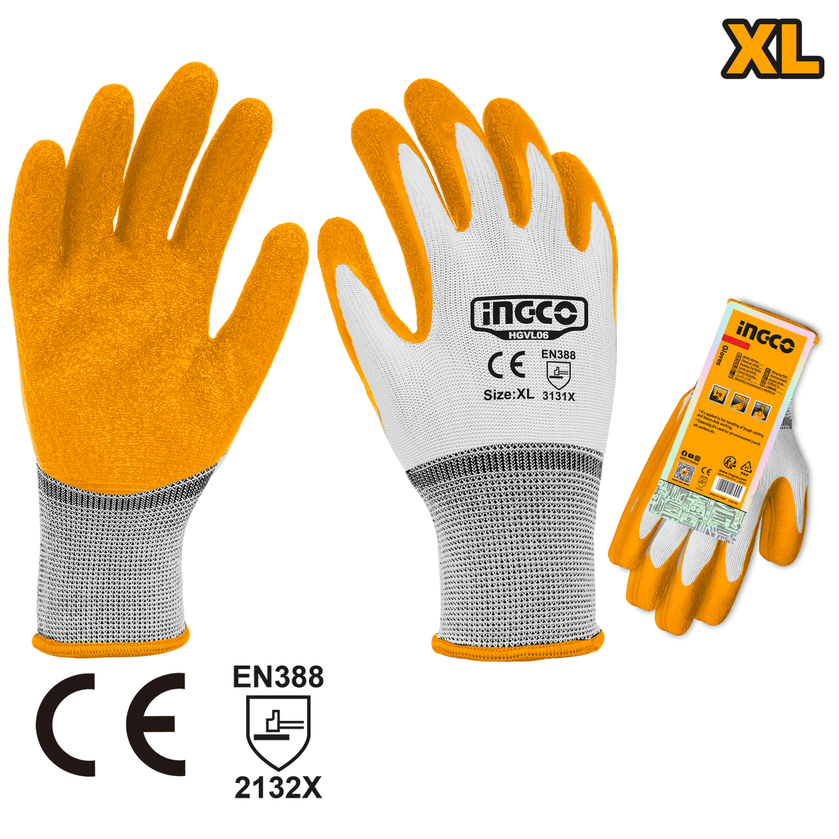 GUANTE PROTECTOR DE LATEX USO GENERAL TALLA XL INGCO HGVL06