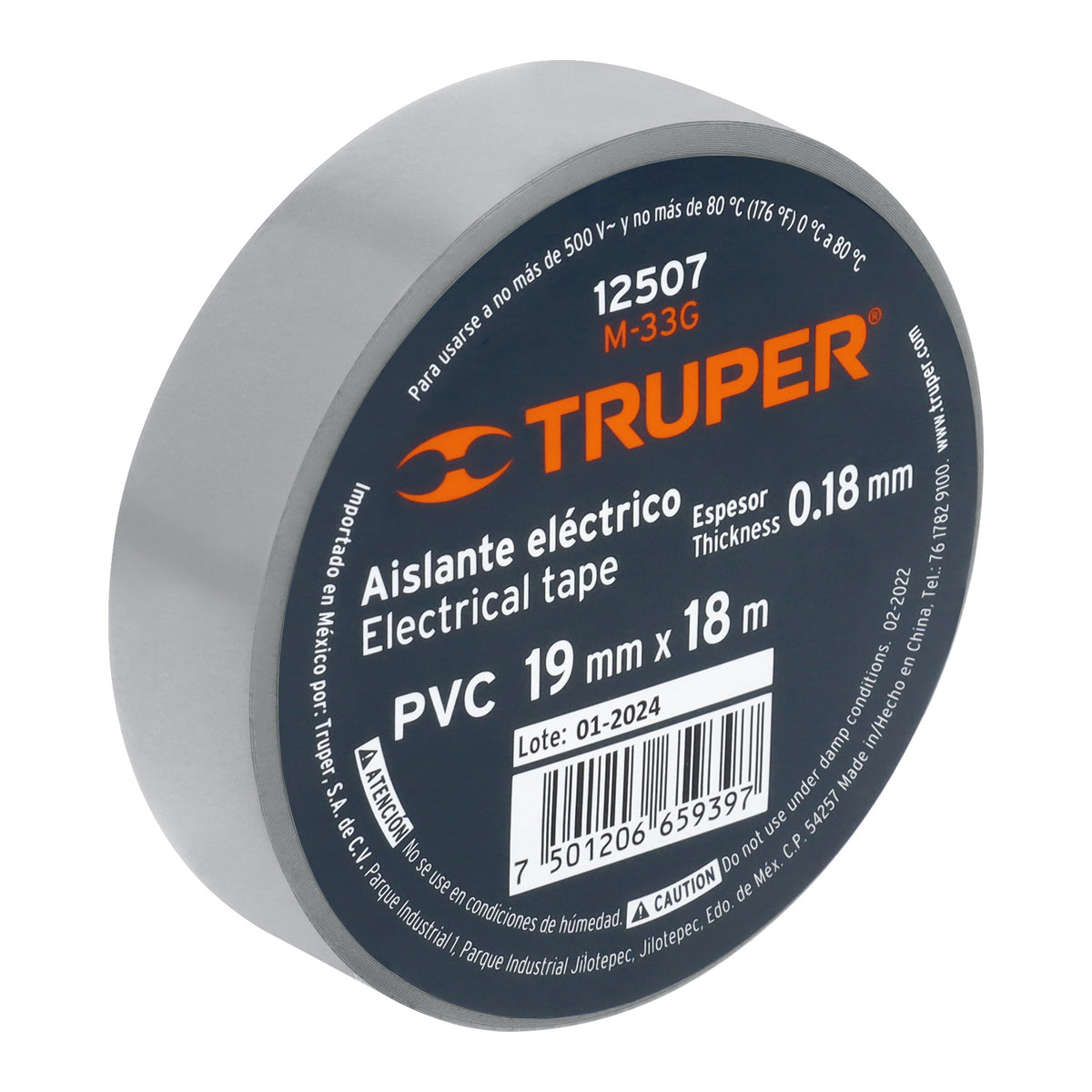 CINTA AISLANTE GRIS 19MMX18M TRUPER