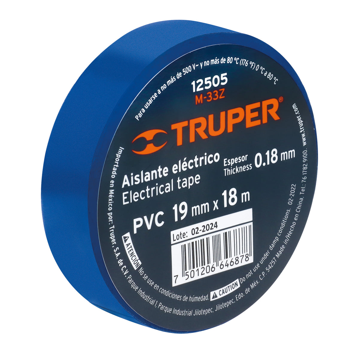 CINTA ELECTRICA AZUL 19MMX18M TRUPER 12505