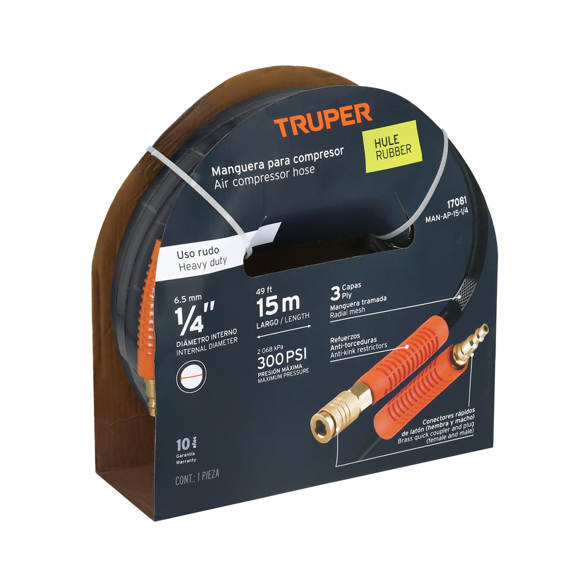 MANGUERA TRUPER DE AIRE PARA COMPRESOR DE 1/4 PLG 15 METRO 17081