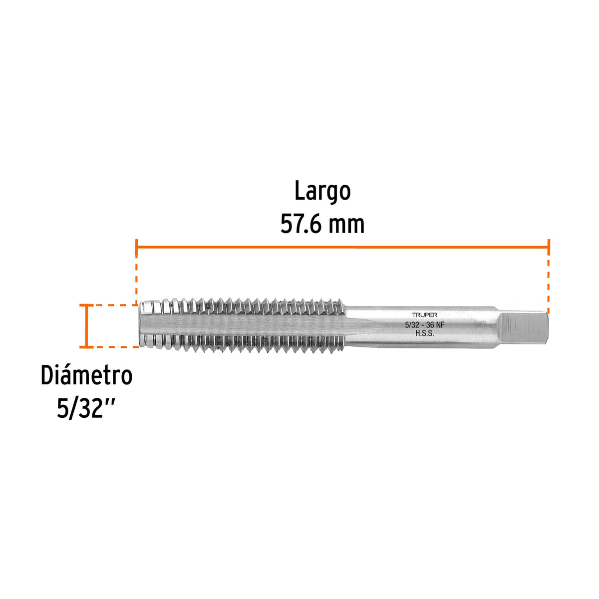 MACHUELO SEMICONICO 5/32PLGX36 CUERDA FINA TRUPER 11418