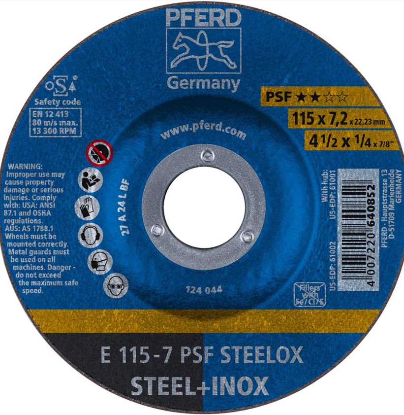 DISCO PFERD DESBASTAR METAL DE 4 1/2 PLG 114.3X6.35MM