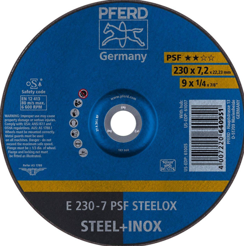 DISCO PFERD DESBASTAR METAL DE 9 PLG