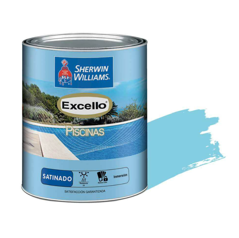 PINTURA CAUCHO CLORADO PARA PISCINA SATINADO AZUL CRISTAL EXCELLO GALON