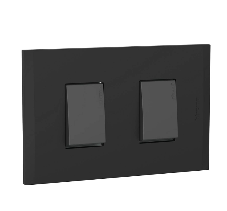 PLACA INCORP BTICINO 2 SWICH NEGRA AF2200EANG