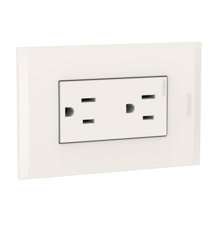PLACA INCORP DOBLE 2 TOMAS MARFIL NOBILE BTICINO AF2228EM