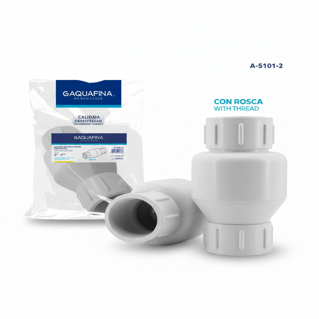 VALVULA CHECK PVC CON RESORTE Y ROSCA DE 2PLG AQUAFINA A-5101-2
