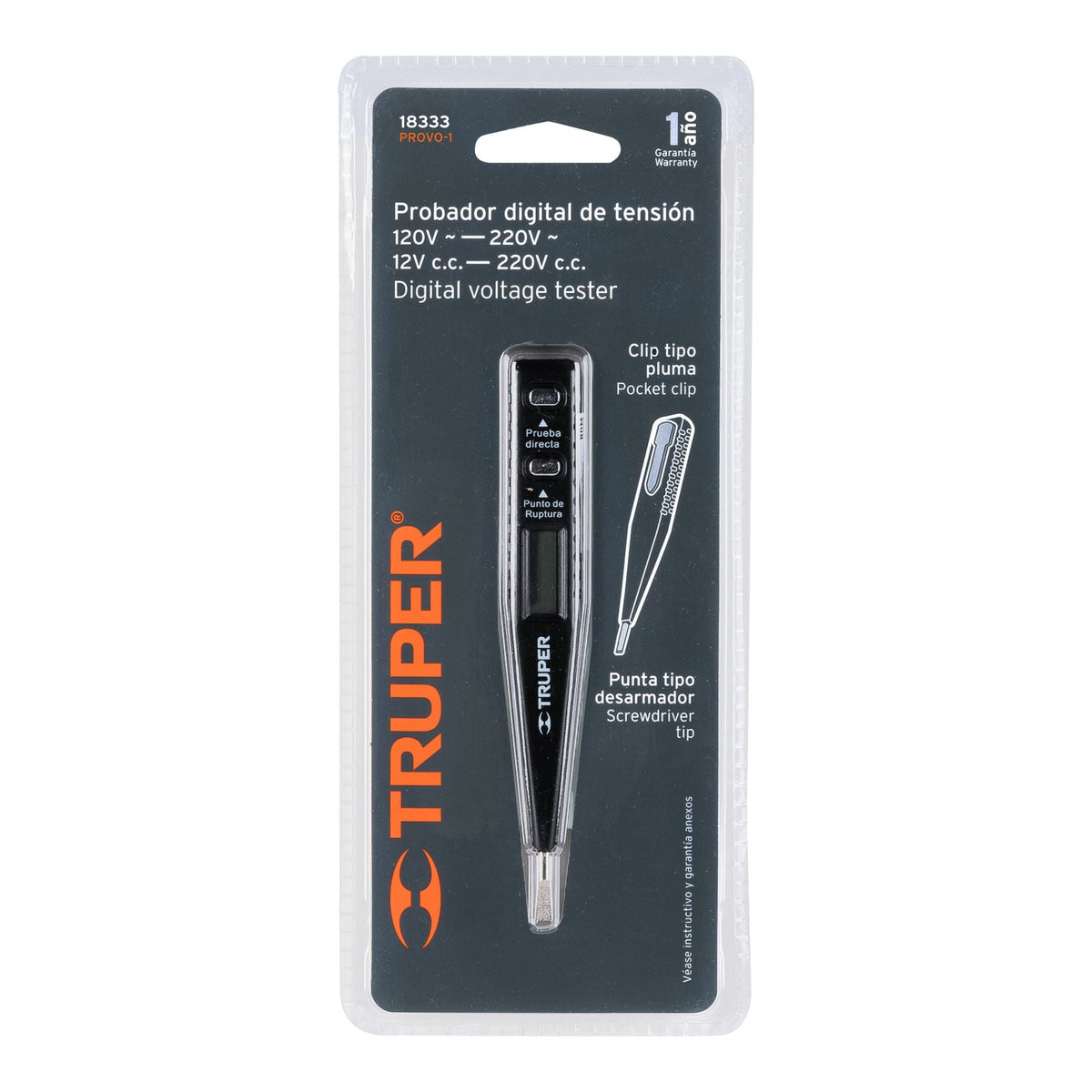 PROBADOR DIGITAL DE TENSION 120V A 220V PARA AUTOMOTRIZ Y ELECTRICO TRUPER 18333