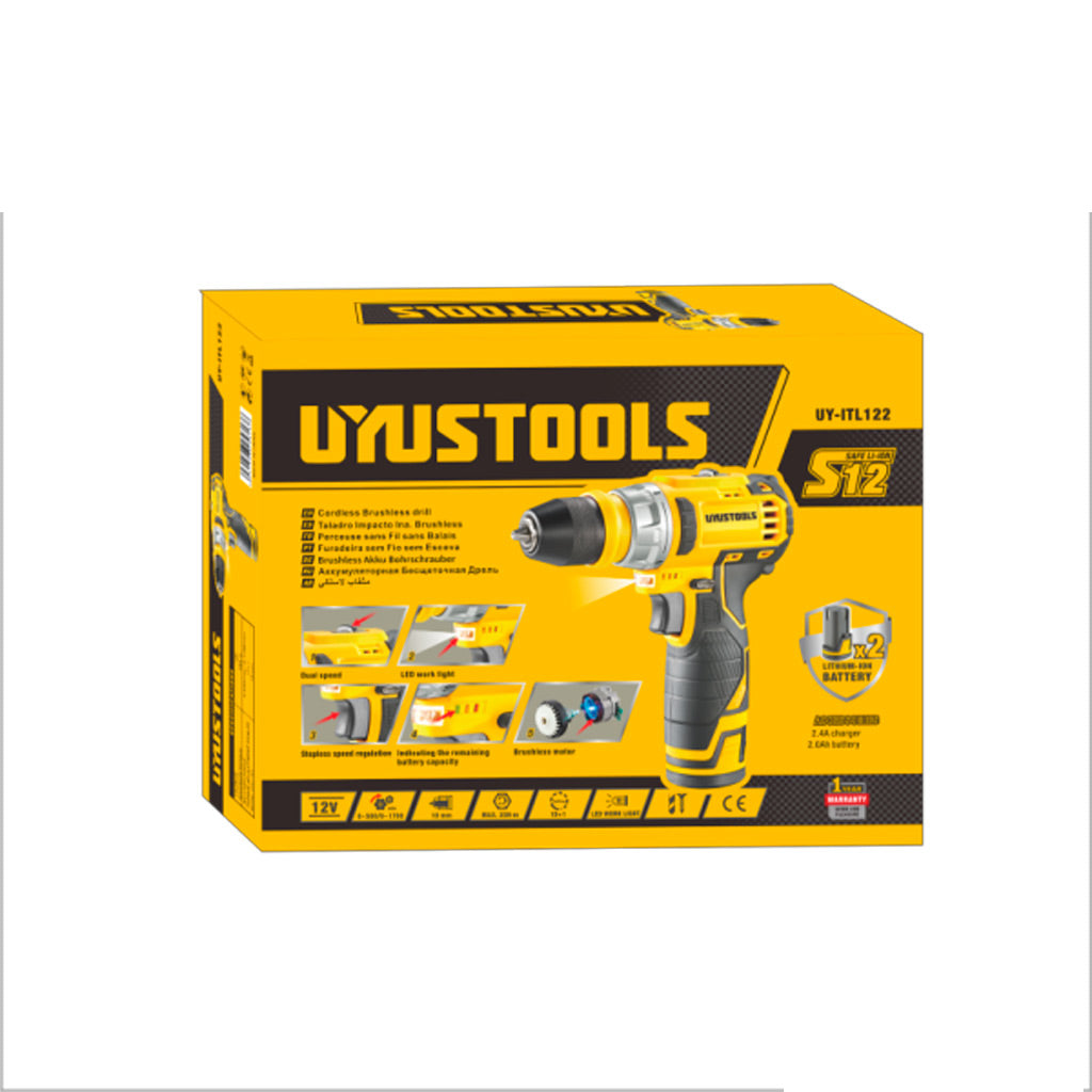 TALADRO INALAMBRICO 3/8PLG 12V/2.0AHX2 UYUSTOOLS UY-ITL03-122