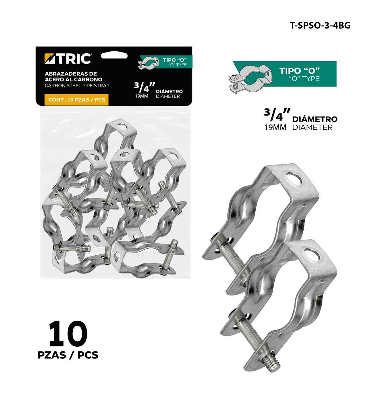 SET ABRAZADERA CONDUIT TIPO O 3/4PLG TRIC T-SPSO-3-4BG